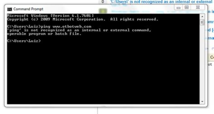 'ping' is not recognized as an internal or external command operable program or batch file error [duplicate]