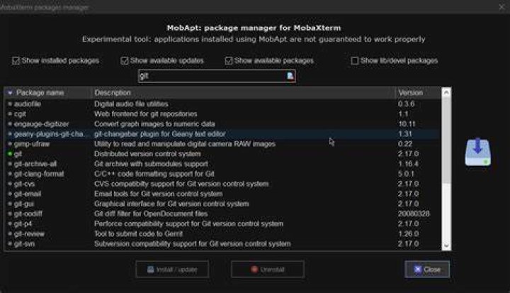 Access MobApt package manager