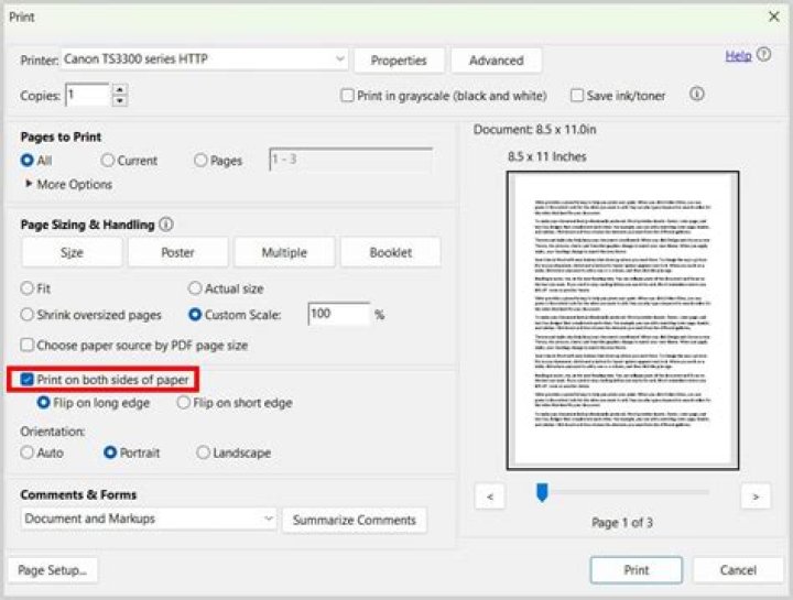 Adobe Acrobat DC, Print command, fitting two PDF pages to one print page