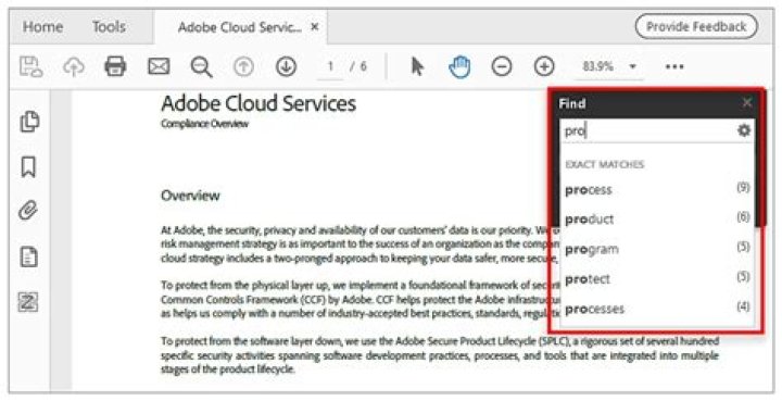Adobe Search menu