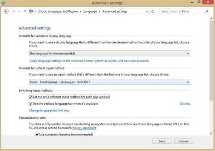 Advanced Settings for Microsoft IME