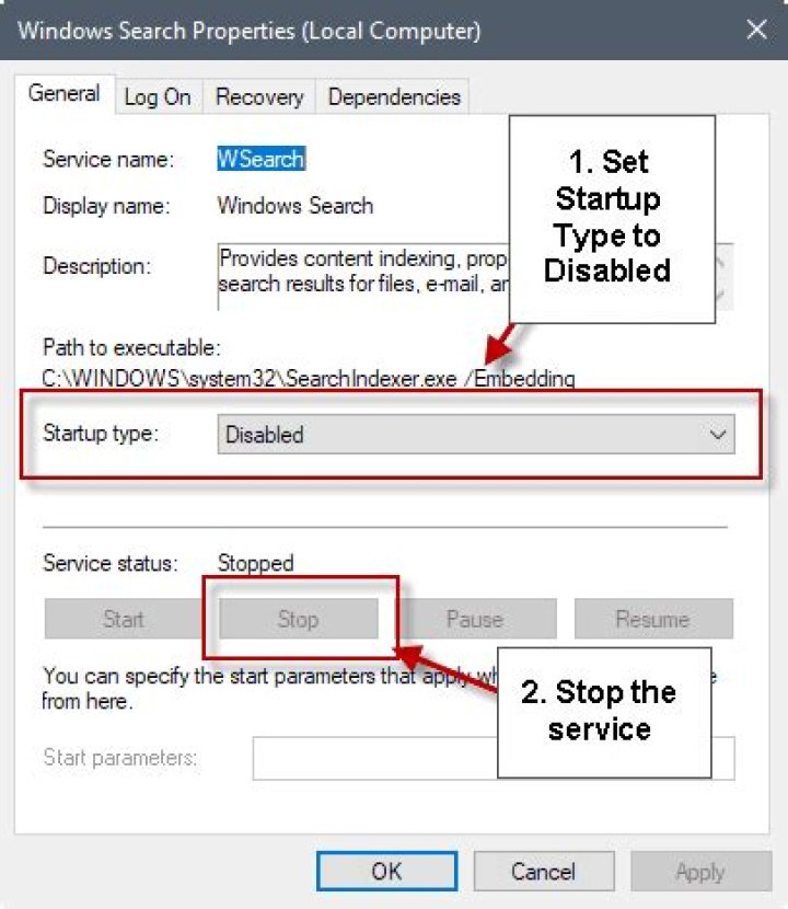Anything wrong with disabling the Windows Search process?