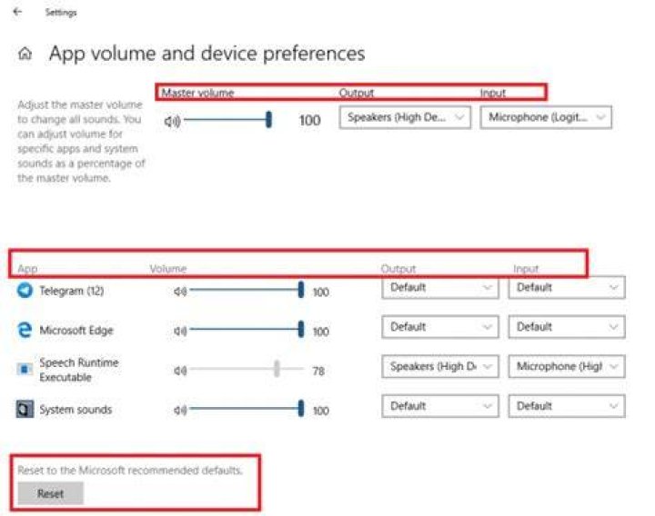 App volume and device preferences
