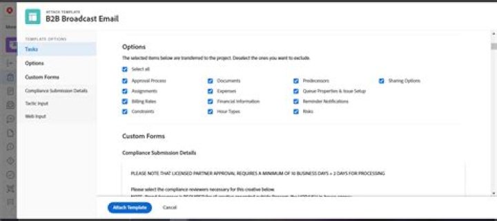 Attaching a template