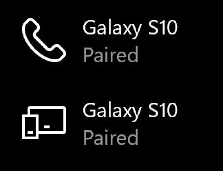 Bluetooth device (phone) listed twice with different icons in Windows 10 BT settings