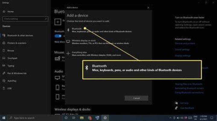 Bluetooth Settings Page - Windows 10
