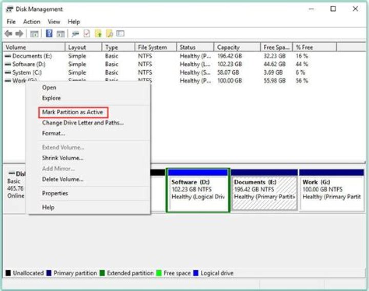 BootIce partition management window