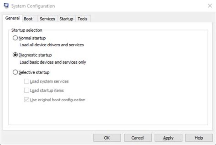 Can't login after choosing "Diagnostic startup" in msconfig?