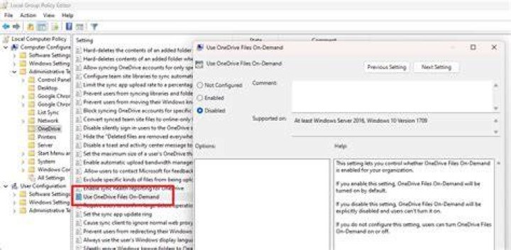 Can't turn off Files On-Demand in OneDrive