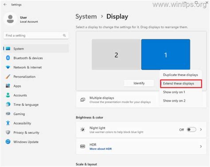 Can I set Windows default second-monitor behaviour to "Extend these displays"?