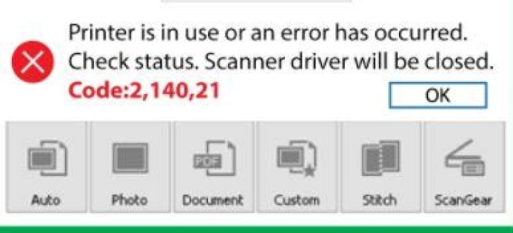 Canon printer error 2, 140, 21