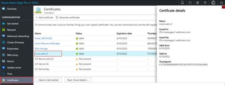 Certificate details pane