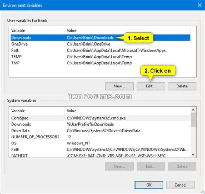 Change my environment variables