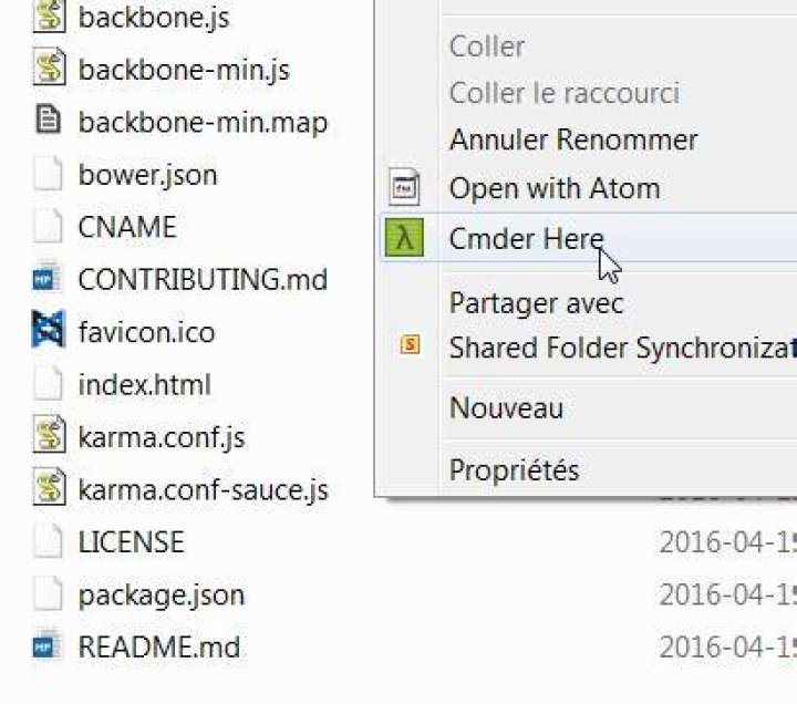 Cmder context menu action