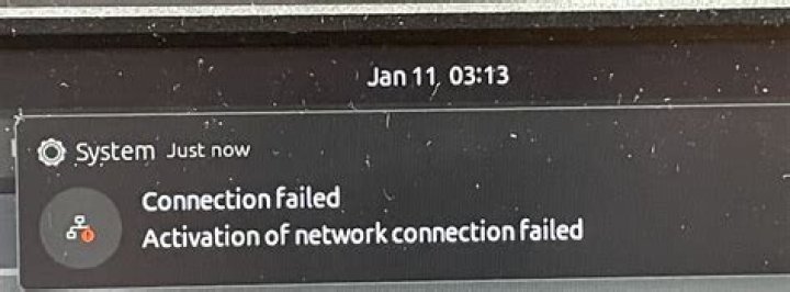 Connection Failed. Activation of network connection failed
