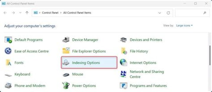 Control Panel - Indexing Options - Advanced - Rebuild