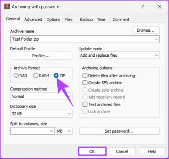 creating password protected archive with 7zip