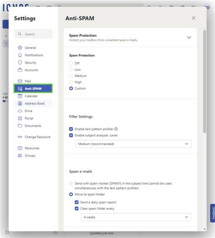 Custom Spam Protection Settings