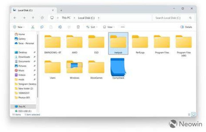 Data Folder on drive C