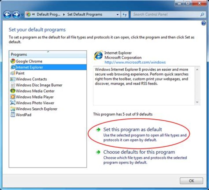 Default Programs by program