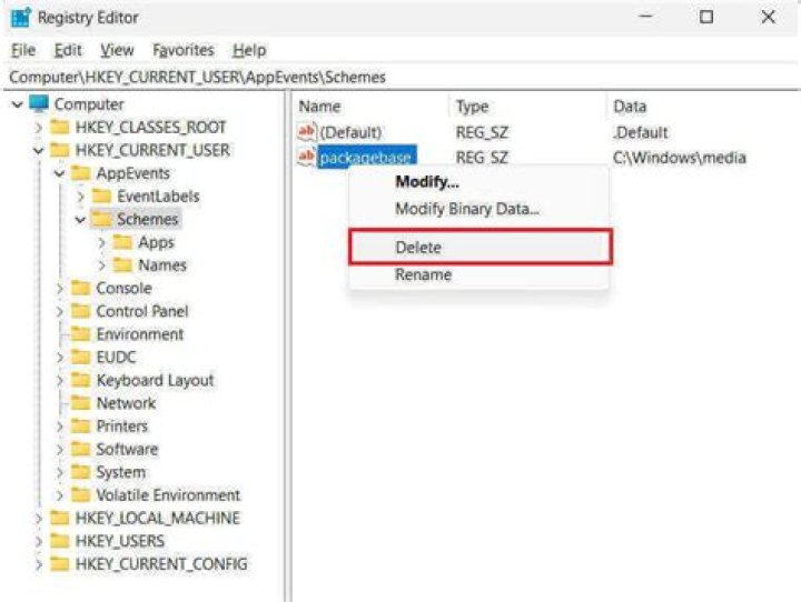 Deleting registry key