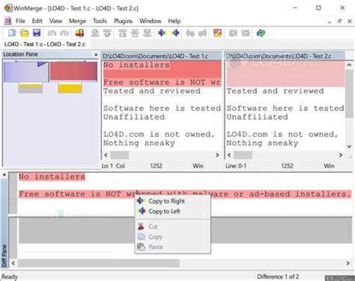 demo of WinMerge