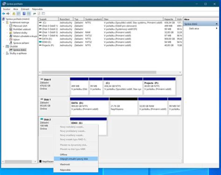 Detach VHDX from host computer