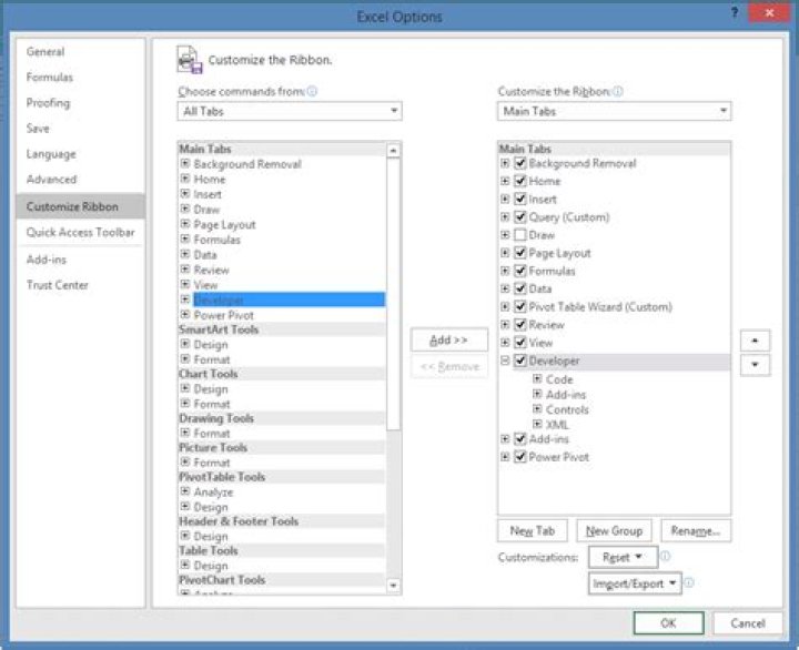 Developer tab ComboBox