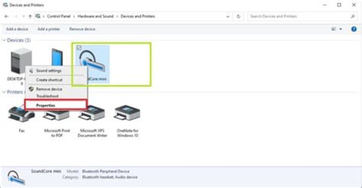 Device property window