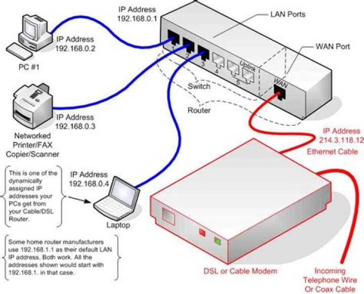 diagram of modem, plus router's internals