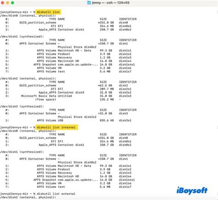 DiskUtil list command