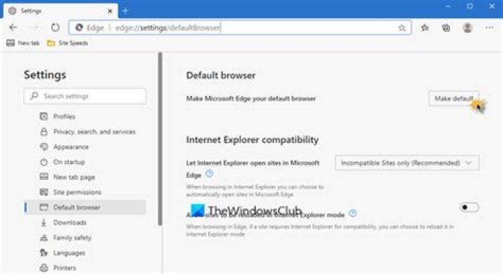 Edge Default Browser Settings