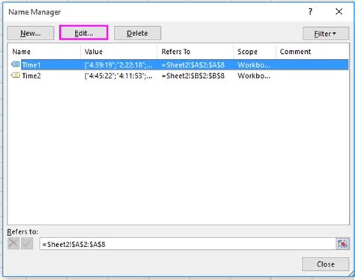Edit Name dialog
