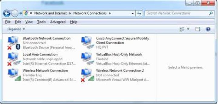 Empty network adapters list in network connections (Windows 7)