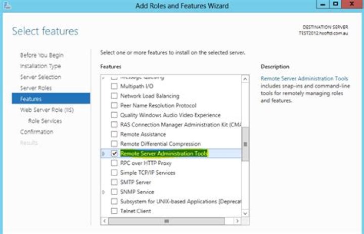 enabling RSAT through Server Management