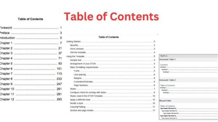 Example of the Table