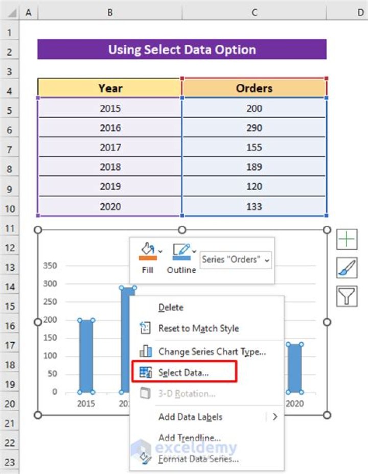 Excel chart: How to reverse the X axis of time series data
