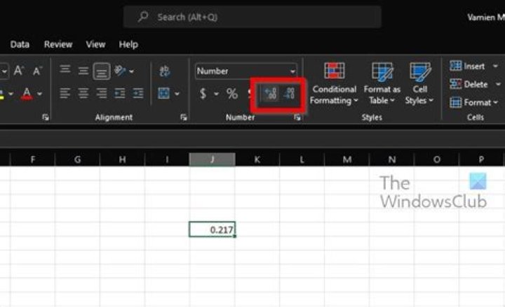 excel decimal size buttons