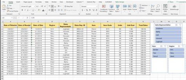Excel: How can I create a slicer based on data from multiple columns