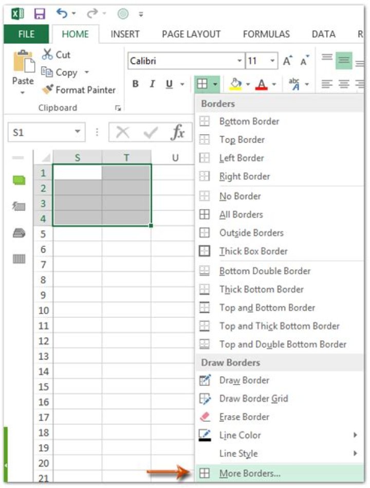 Excel: set border thickness