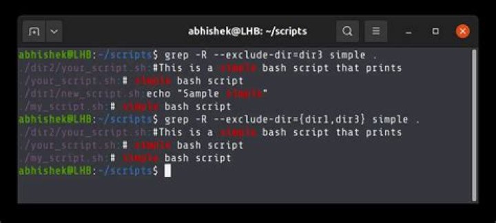 Exclude subdirectory not working with grep command