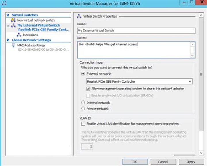 External Switch Settings