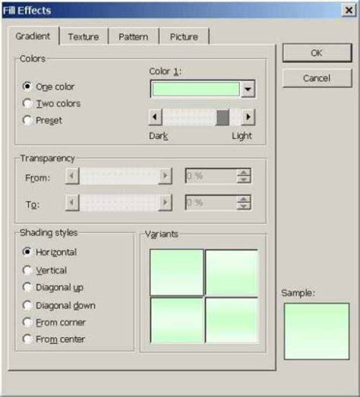 Fill Effect Gradient, greyed out options