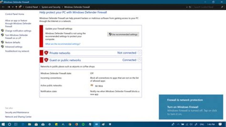 Firewall Disabled