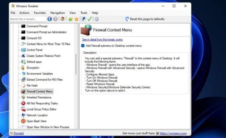 firewall menu