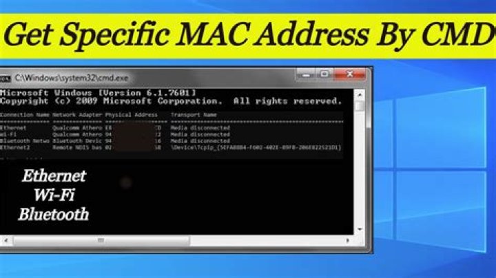 getmac mac address of network adapter