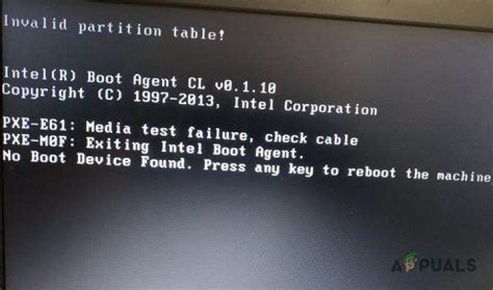 Getting the error message “Invalid or damaged bootable partition” but only on a reboot