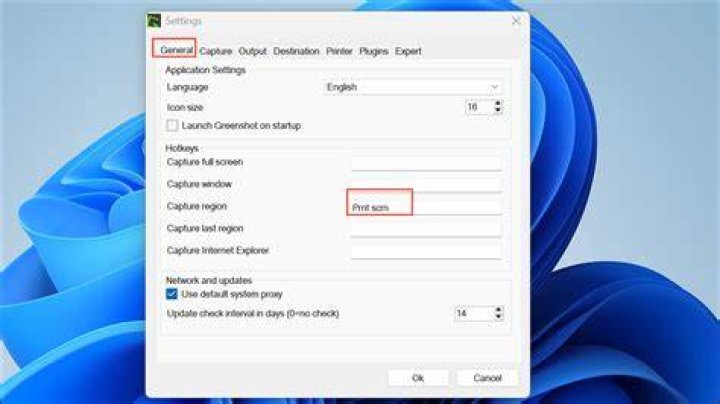 Greenshot Output Settings - Screenshot