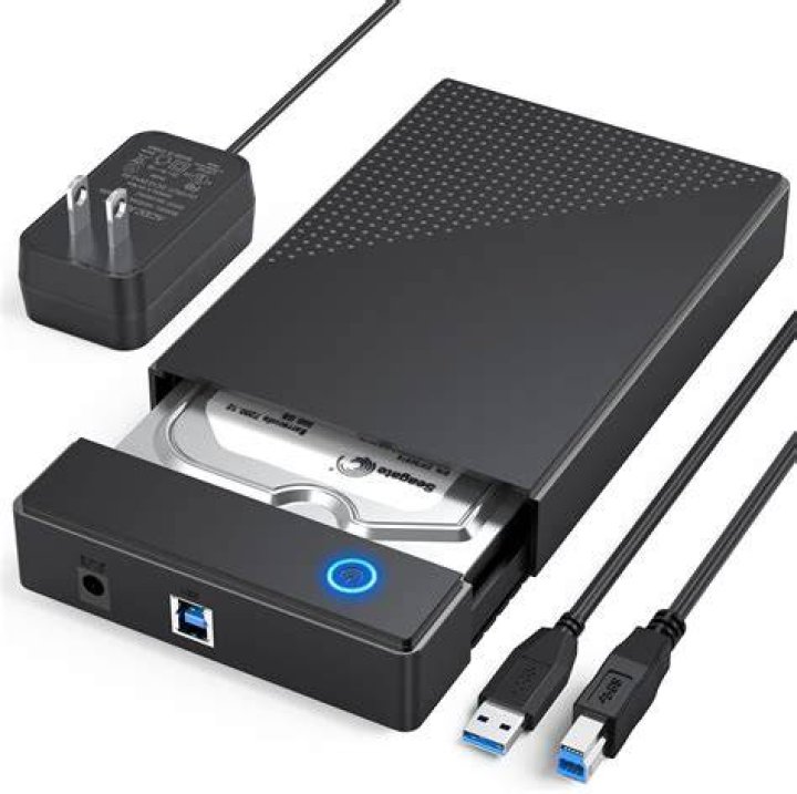 Hard drive enclosure for single SATA drive that has USB and Ethernet connections