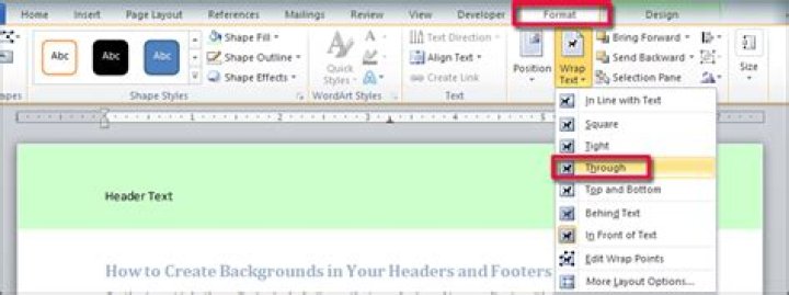 Header and Footer backgrounds in Word 2010